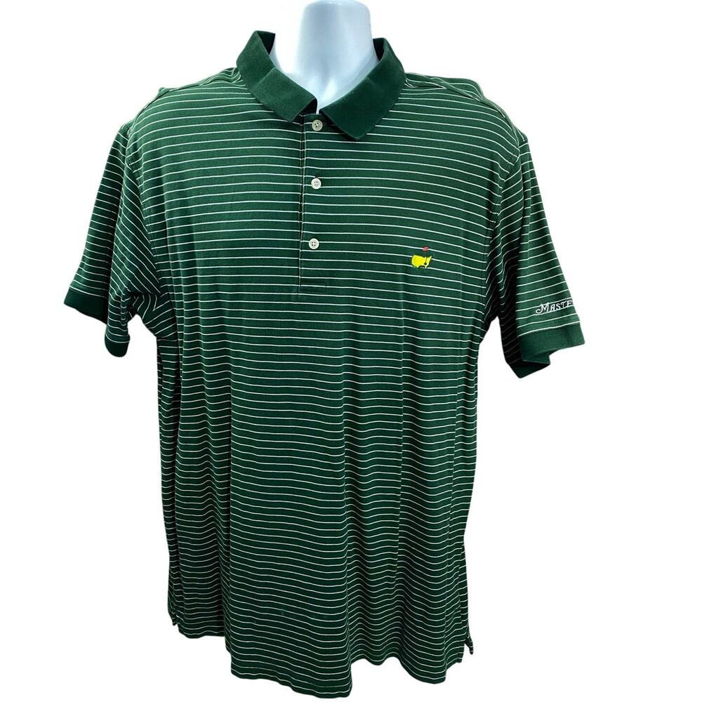 Masters Collection Shirt Green Stripe Short Sleeve 60's Two Ply Polo Mens XL